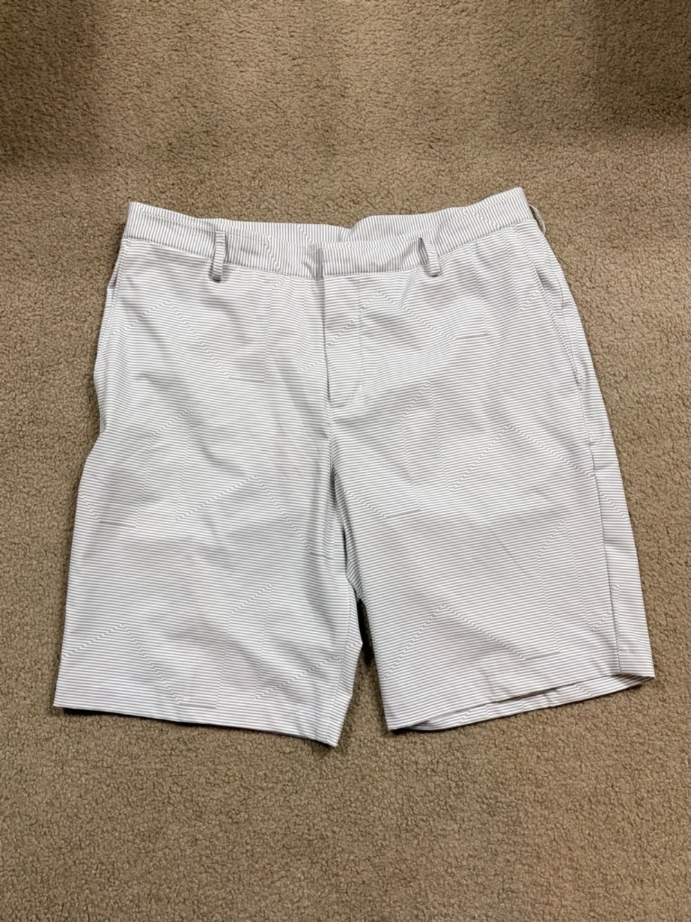 Nike Men’s White Micro-Stripe Athletic Golf Shorts
